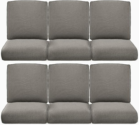 22x25/22x24 Outdoor Furniture Cushions Set of 6 - Comfortable Patio Chair Cushion for Rattan Wicker Dining Rocking Swivel Chairs Loveseat Couch L-Shape Sectional Sofa - Grey/Classic