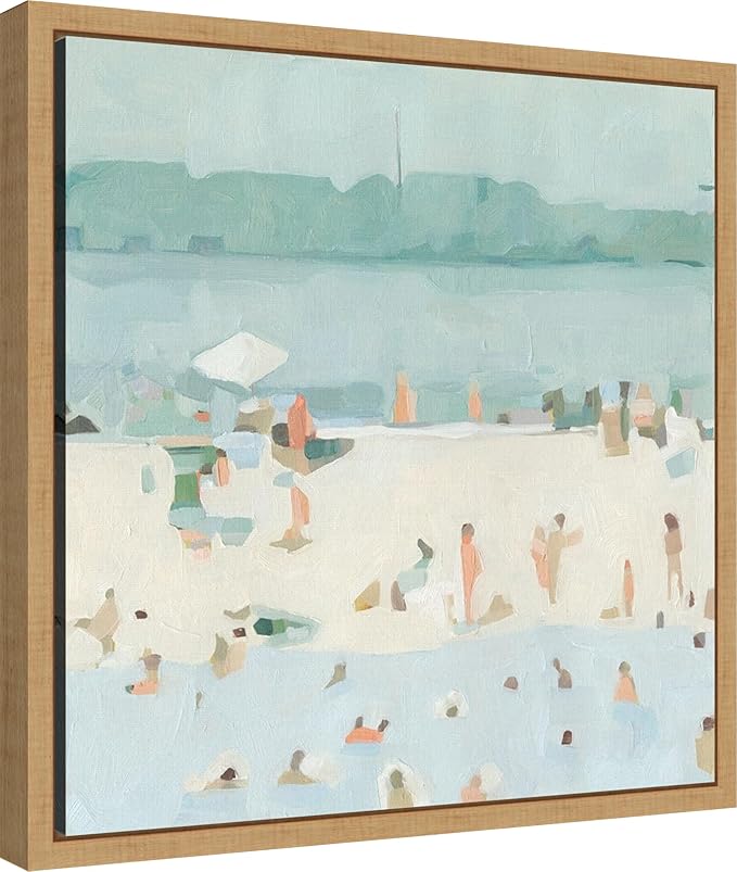 Amanti Art Framed Canvas Wall Art 16x16 Sea Glass Sandbar I by Emma Scarvey, Framed Wall Art Canvas, Abstract Artwork, Modern Decor, Small Poster Painting for Living Room, Bedroom, Bathroom, Kitchen,