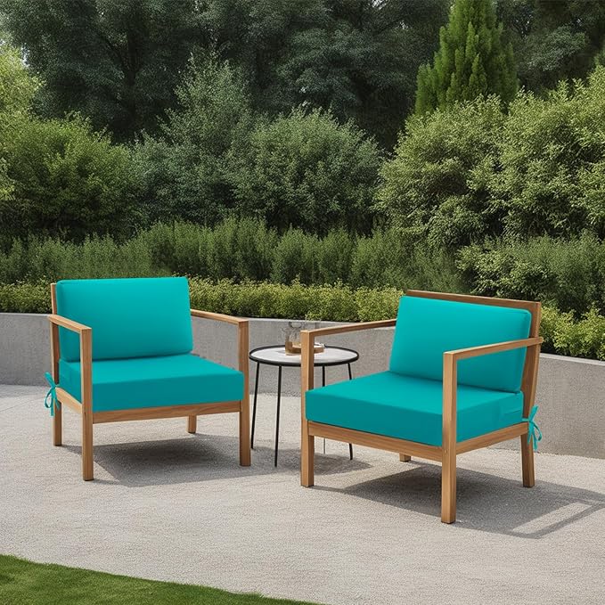 idee-home Outdoor Cushions for Patio Furniture, Outdoor Seat Cushion, Waterproof Hampton Bay Deep Seat Replacement Couch Chair Cushions for Garden Lawn Backyard Deck, 26.5 x 26.5 Peacock Blue