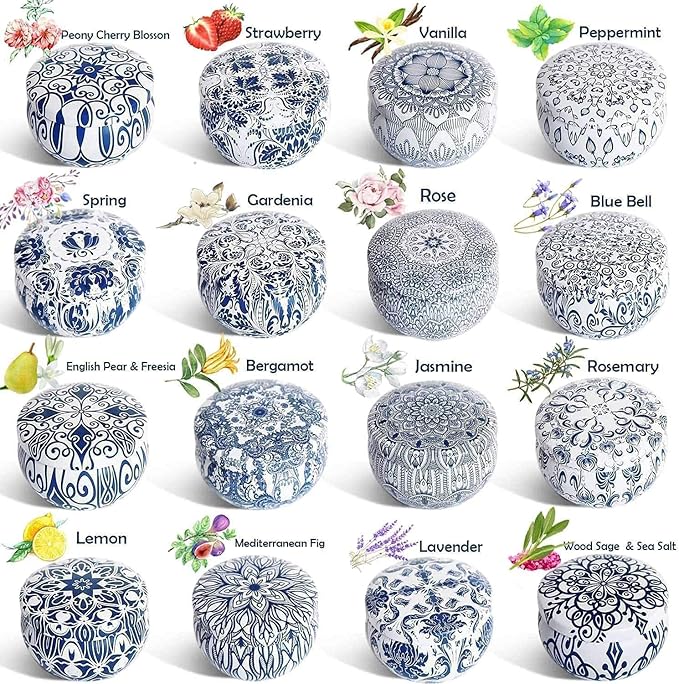 Scented Candles Gifts Set 16 Pack Soy Wax Travel Tin Jar Candles for Home 2.5 OZ for Mom for Christmas, Birthday, Thanksgiving, Mother's Day