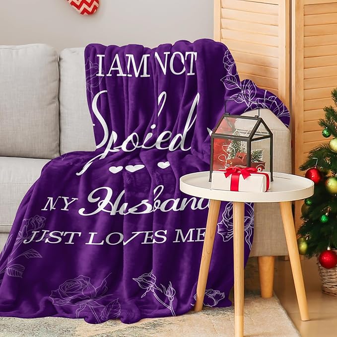 CENSIHER Gifts for Her Wife, Romantic Wife Gift from Husband, Anniversary Wedding Gifts for Women Her, Wifey Birthday Ideas, Spoiled Blanket 60x50in, Best Valentines Mothers Day Presents