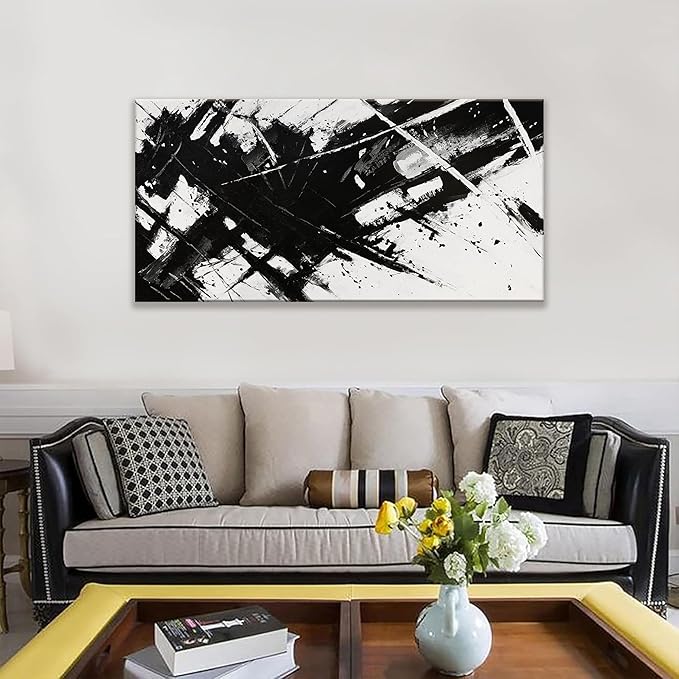 TAIJXAGSG Abstract Wall Art For Living Room Black And White Wall Art Canvas Art Wall Decor Paintings Modern Abstract Wall Decor Artwork For Bedroom Bathroom Can Be Hung 24 × 48 Inch