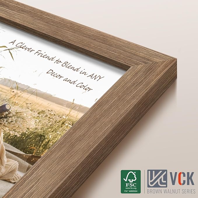 VCK 24x30 Poster Frame Set of 4 - Walnut, Gallery-Quality Wood Picture Frames, 1.1-Inch Wide Border, Polished Plexiglass, Vertical or Horizontal Wall Display for Photo/Art/Prints, Walnut