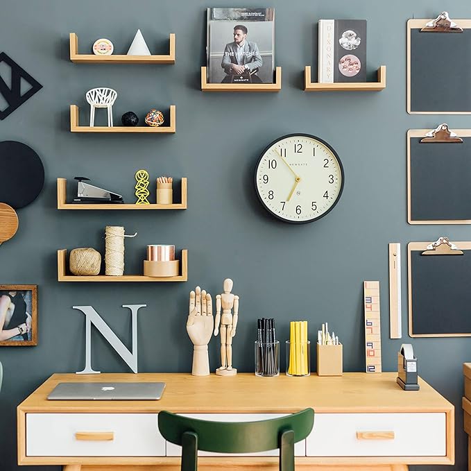 NEWGATE® Master Edwards Wall Clock | Mid Century Style Clock | 12 inch | Deep Metal case in matt Dark Grey | Modern Retro Design for Kitchen, Living Room or Office