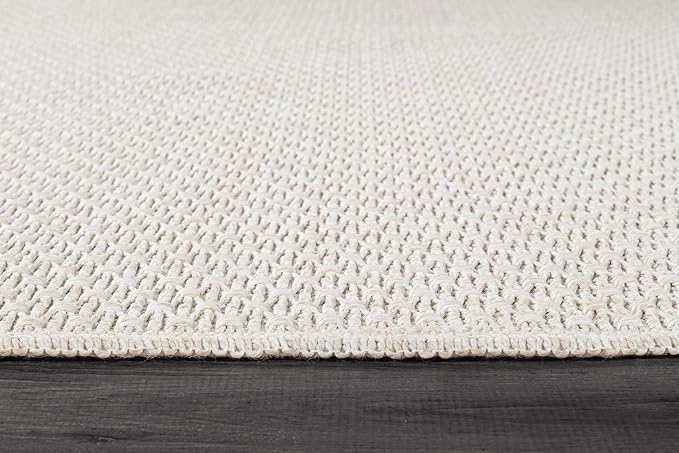 Easy Jute Rugs 2x3 White Color Living Room Indoor Outdoor Door Mat for Farmhouse Patio and Kitchen Rug High Traffic Washable Easy to Clean Solid Boho Woven Design Outside Carpet (2 x 3)