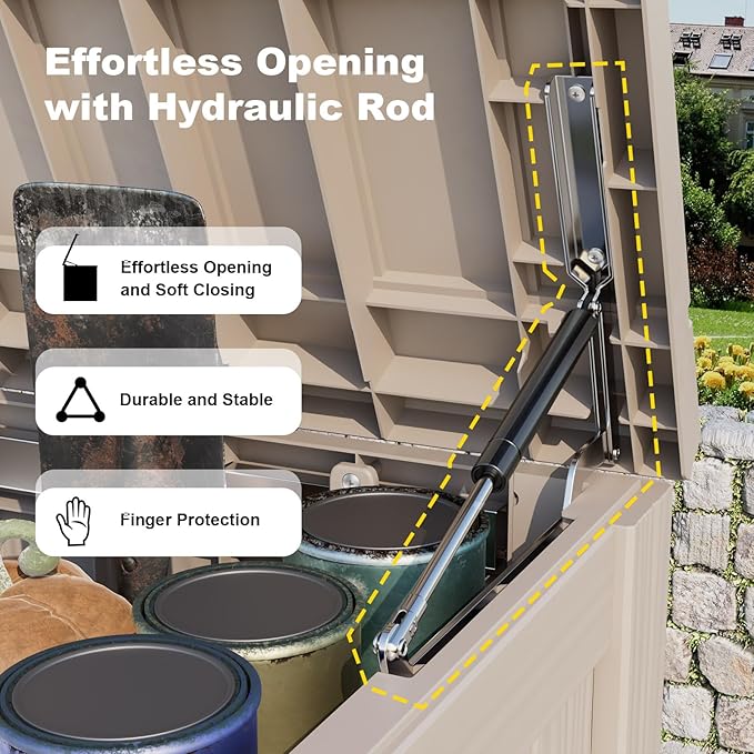 ROJIK Outdoor Storage Housing Deck Box - Waterproof Patio Furniture, Garden Tools, Cushions, Pool Accessories Storage Bench with Lockable Lid and Side Handles (Grey 180 Gal)