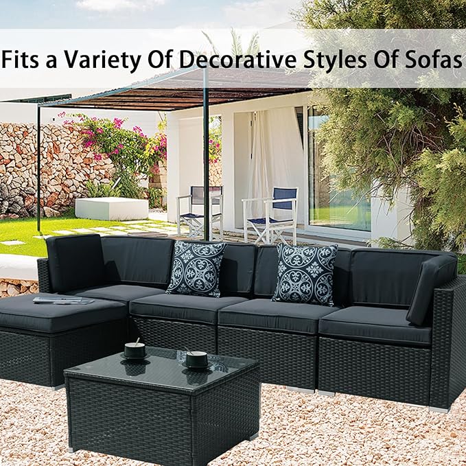 11Pieces Patio Cushion Covers Replacement,Waterproof Outdoor Cushions Covers for 6-Seaters Sofa,Slipcovers Set with Zippers,Washable Cover Only(Dark Grey)