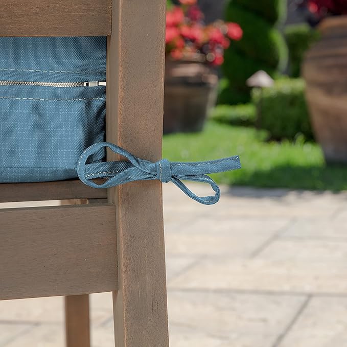 Arden Outdoor Deep Seat Cushion Set, 24 in x 24 in, Weather-Proof, Rain-Proof, Fade Resistant Patio Cushion for Chair, Sofa, and Couch French Blue Linen Stripe