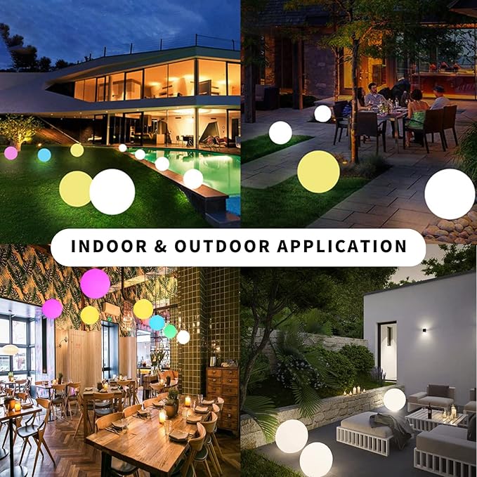 LED Glowing Ball Light, 8-Inch Cordless 16 Color Changing and 4 Light Modes Kids Night Light, Rechargeable & Dimmable Mood Lamp with Remote Control, Perfect for Home Patio Yard Accent Decor