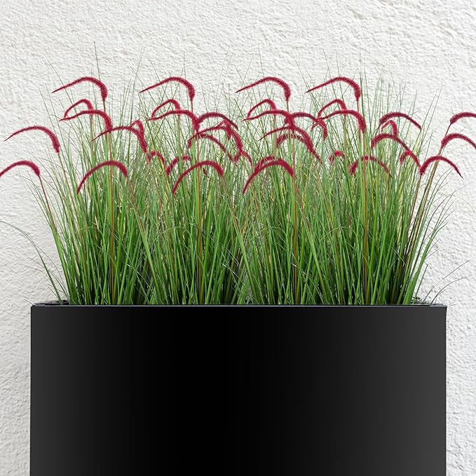Jexine 2 Pieces Faux Plants Outdoor 4 ft Tall Artificial Grass Plant Potted Artificial Setaria Grass Faux Greenery Floor Plants for Housewarming Gift House Garden Bathroom Lobby Outdoor(Purple)