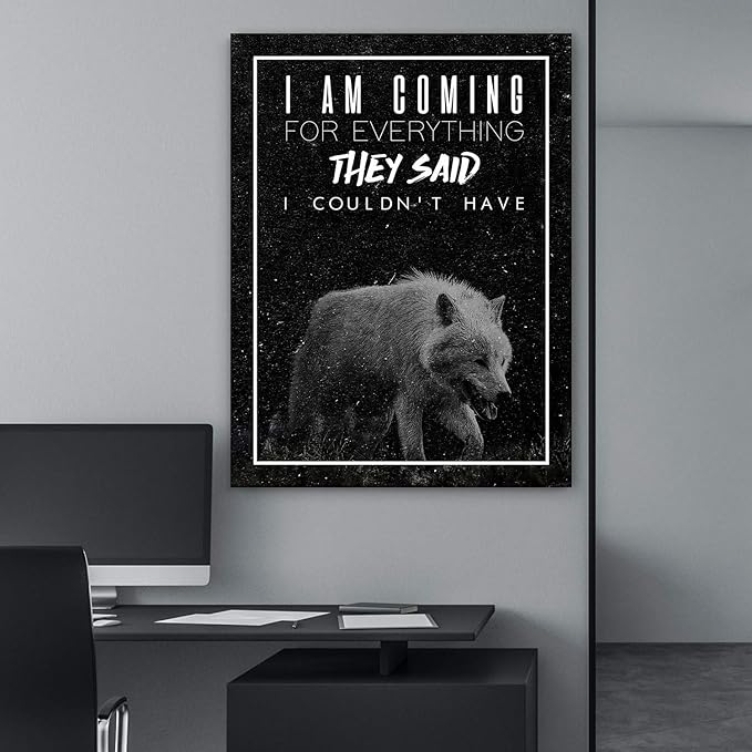 SuccessHunters Motivational Wolf Canvas Print House Office Decor Modern Art Home Inspiration Decoration Motivation Inspirational Entrepreneur Pop Culture (36" x 24")