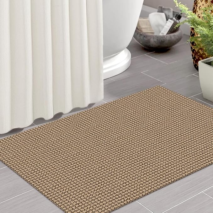 IOHOUZE Small Area Rug 2x3 Washable Woven Rugs for Entryway Non Slip Rubber Backed Kitchen Rugs Indoor Outdoor Doormat Throw Rug Floor Carpet for Entrance Front Door, Orange/Tan/Brown