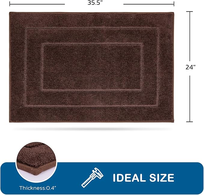 PURRUGS Machine Washable Kitchen Rug 24" x 35.5", Non-Slip/Skid Kitchen Runner Rugs & Floor Mats, Super Absorbent Soft Standing Mats for Kitchen, Sink & Laundry, Brown