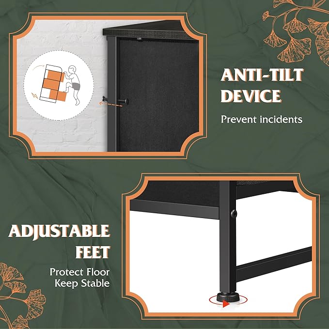 WLIVE Tall Console Table with 16 Fabric Drawers, Entryway Table with Storage, Large Storage Organizer with Wood Top, Steel Frame for Living Room, Hallway, Office, Charcoal Black
