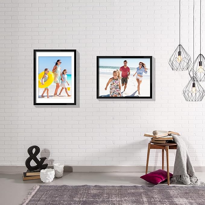 18x24 Picture Frame Set of 5, Black Poster Frame, Display Pictures 16 x 20 with Mat or 18 x 24 Without Mat for Horizontal or Vertical Wall Mounting, Wall Gallery Frame for Artwork