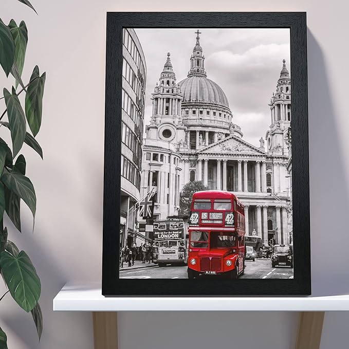 VCK 13x19 In Poster Frame Black Wood with Plexiglass Set of 5 Picture Frames without Mat for Wall Decoration