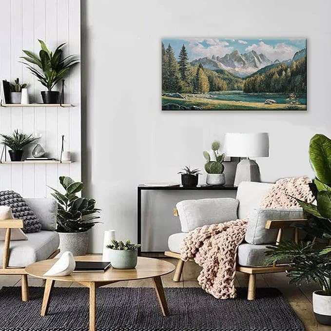 Tsomzxng Canvas Wall Art Decor Prints Natural Modern Wall Art Landscape Wall Decorations Mountain Wilderness Artwork Pictures For Bedroom Kitchen Office Apartment Decorations 20"×40"