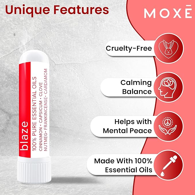MOXE Blaze Nasal Stick | Calming Comfort + Mental Balance | Thieves Oil Inhaler Provides Soothing Spicy Sensation | Aromatherapy Inhaler with 100% Pure Essential Oils, Frankincense (1 Pack)