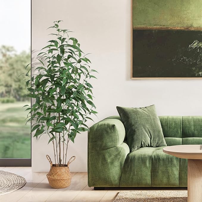 Artificial Eucalyptus Tree,5Ft Tree Fake Plant in Pot for Home and Office Decor,Potted Faux Plants Tall Artificial Trees for Indoor