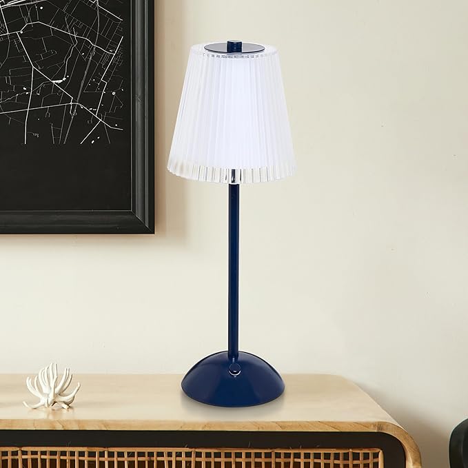 Camden Reed Table Lamp, Desk lamp, 3 Different Lighting Modes, Modern Minimal Design for Dinner/Coffee Table/Restaurant/Bedroom, Classic Navy