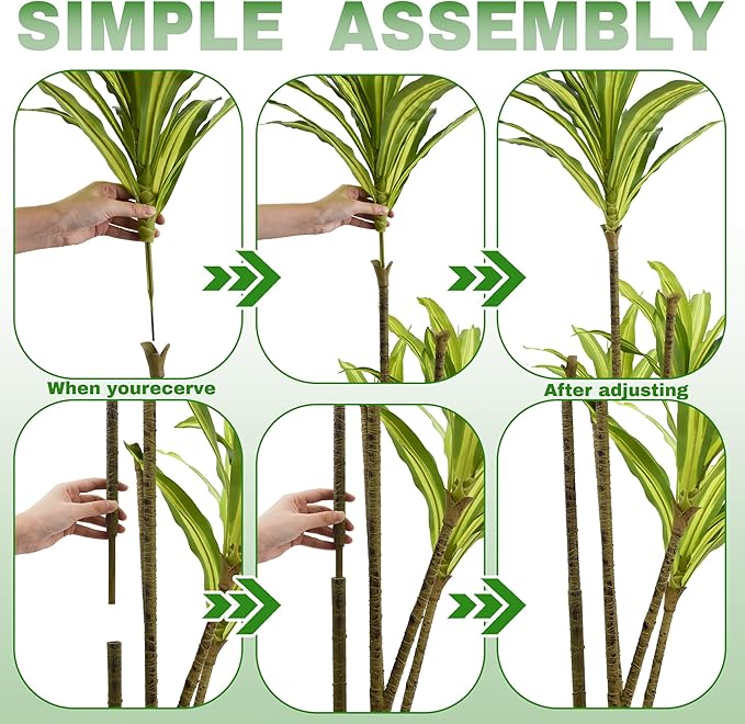 Faux Dracaena Tree 5ft(60in) Artificial Plant with Realistic Leaves and Trunks,Fake Floor Potted Tall Artificial Trees for Home Office Decor Indoor (5Feet,1Pack)