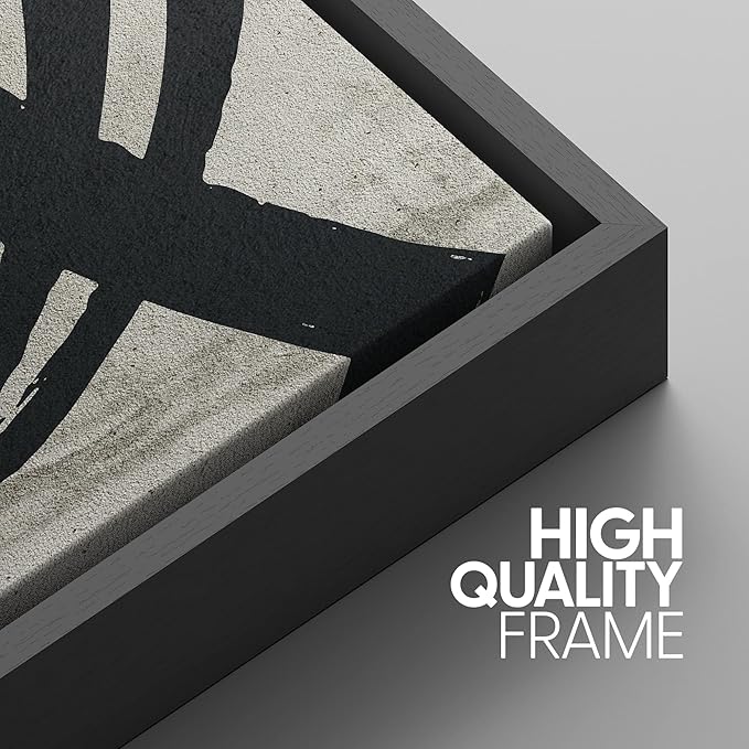 SIGNWIN Framed Canvas Print Wall Art Set Geometric Paint Stroke Spiral Rings Shapes Abstract Illustrations Modern Art Decorative Nordic Calm/Zen for Living Room, Bedroom, Office - 16"x24"x3 Black