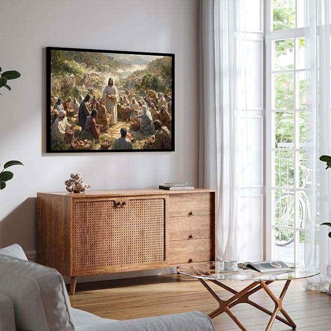Christian Wall Art Print, Religious Scripture Biblical Decor, Faith-Based Inspirational Landscape with Cross, Digital Printed Canvas Poster for Church, Home Chapel, Prayer Room Decor