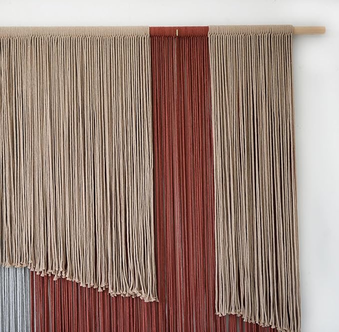 Macrame Wall Hanging Large 57" Wx43 L Fiber Wall Art Modern Yarn Boho Wall Decor for Headboard Living Room Gallery Couch Bedroom Decor