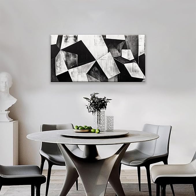 TAIJXAGSG Black And White Wall Art Decor Canvas Art Wall Decor Minimalist Wall Art Geometric Color Block Canvas Artwork Paintings Wall Decor Modern Bedroom Art Office Home Decor Wall 20"X 40"