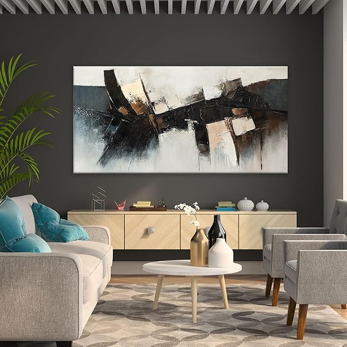 TAIJXAGSG Large Abstract Wall Art For Living Room Prints Artwork Abstract Canvas Art Wall Decor Black Wall Art Modern Painting Print Picture For Hotel Office Home Artwork 29x58 Inch