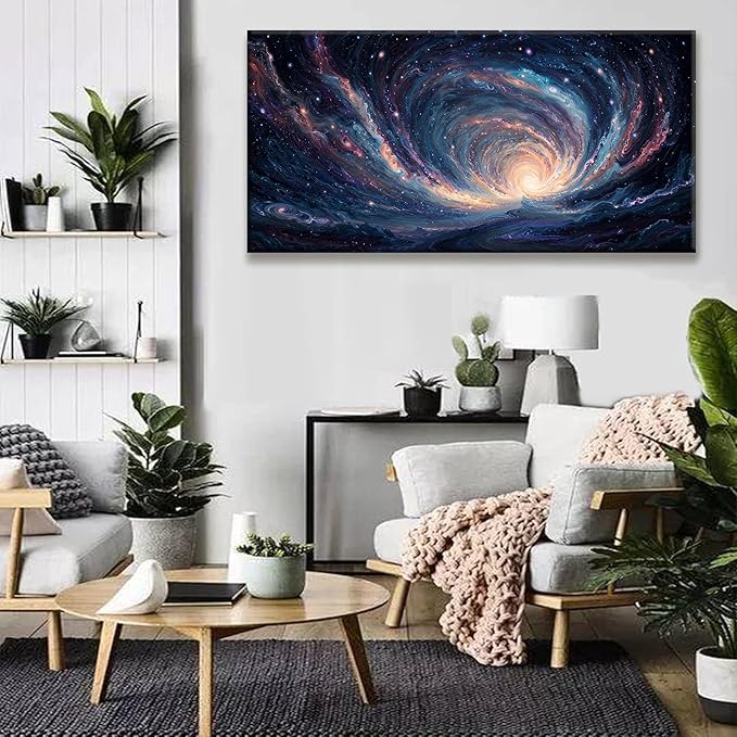 Blue Starry Sky Tunnel Art Prints Room Wall Decor Artwork Modern Bedroom Wall Art Decor Prints For Living Room Abstract Wall Art Kitchen Office 24x48 Inch
