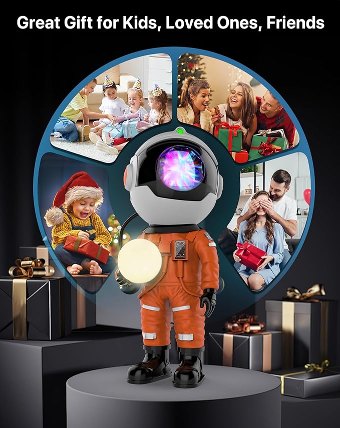 Rossetta Astronaut Galaxy Projector, Star Projector for Bedroom, LED Night Light for Kids Room with Timer and Remote, Room Decor Aesthetic, Home Decor, Gifts for Adults, Teens, Christmas, Birthday