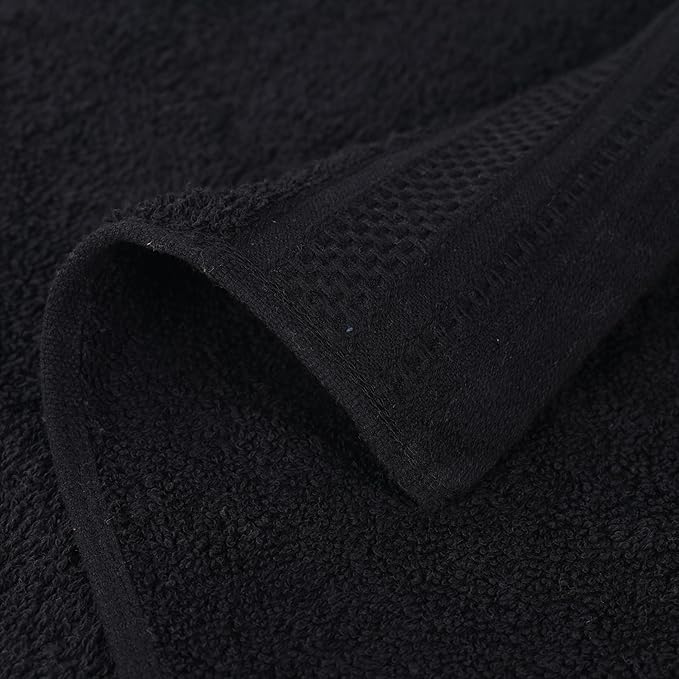 Superior Honeycomb Cotton Medium Weight Towels, for Guest Bath, Master Bathroom, Shower, Quick Dry, Adults, Home Essentials, Textured Waffle Border, Assorted Towel Set, 8 Piece Towel Set, Black