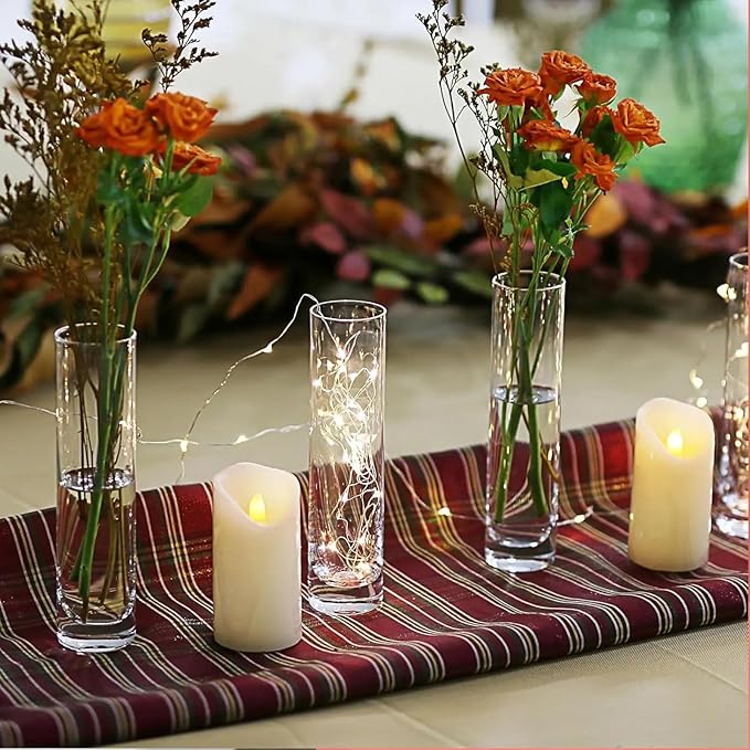 JMIATRY Glass Cylinder Bud Vases Set of 12, Clear Cylinder Vases for Centerpieces Diameter 2 Inch, Height 8 Inch Tall Glass Flower Bud Vase in Bulk for Home Party Decoration