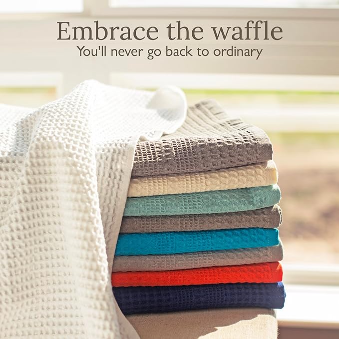 GILDEN TREE Waffle Towels Wash Cloths for Showering, Exfoliating Washcloth Face Towels, Quick Dry Towel Cotton Washcloths Set of 4, Classic Style (Seafoam)