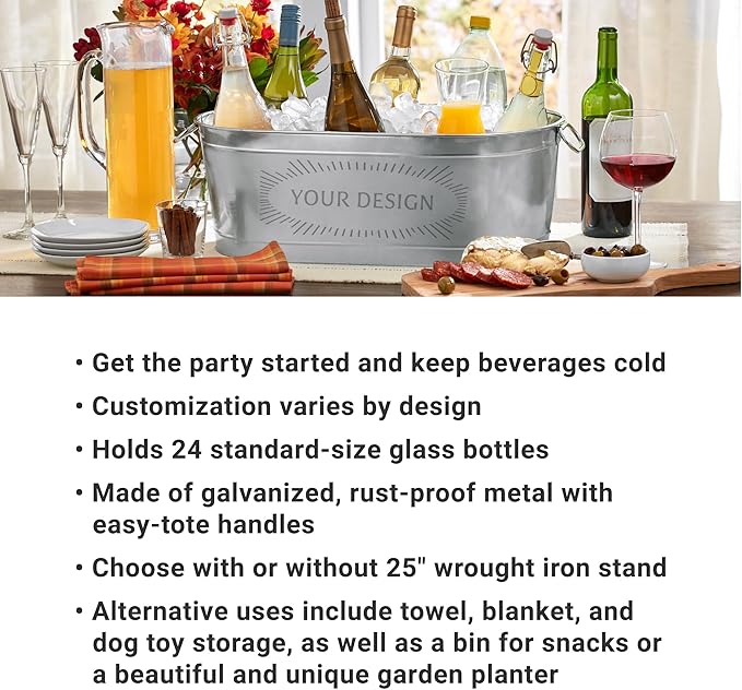Let's Make Memories Personalized Beverage Tub - Christmas Party - Wonderful Time Of Year - Metal - Engraved - 5.5 Gallons