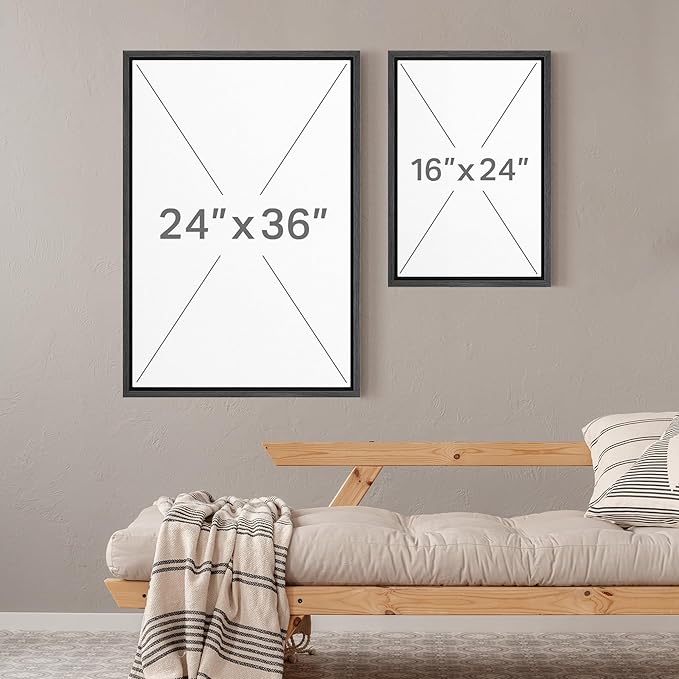 MUDECOR Framed Canvas Print Wall Art Neutral Minimalist Modern Abstract in Beige and Taupe Illustrations Modern Art Decorative Bohemian Colorful for Living Room, Bedroom, Office - 16"x24"x2 Black