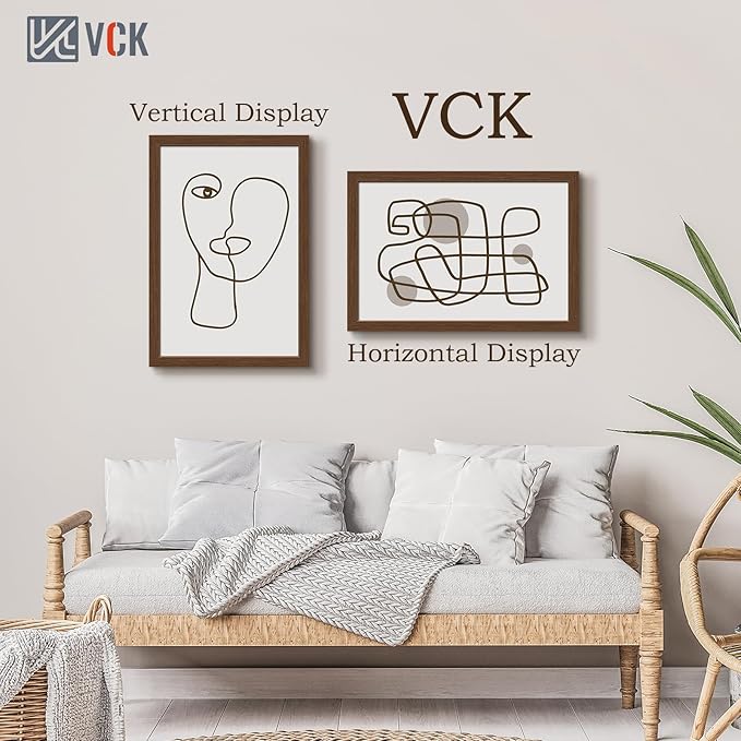 VCK 16x24 Picture Frame 5 Pack, Brown Wood Poster Frame with Exclusive Wood Grain, Wall Hanging