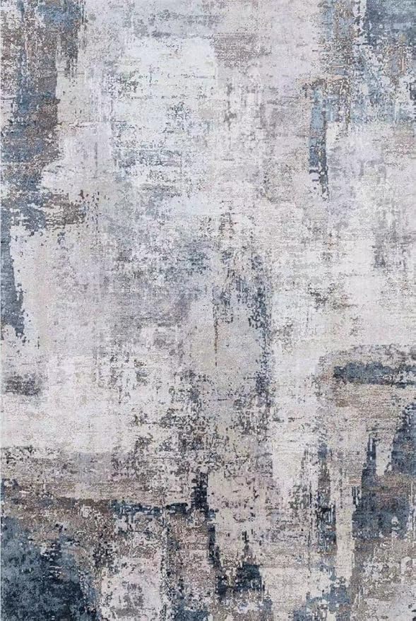 vivorug Washable Rug, Ultra Soft Area Rug 3x5, Non Slip Abstract Small Rug, Stain Resistant Rugs for Living Room Bedroom, Modern Fluffy (Gray/Navy, 3'x5')
