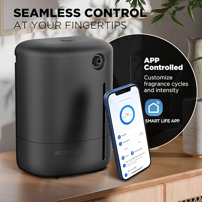 Waterless Diffuser for Essential Oil Nebulizer Nano Air Freshener Diffusers Scent Aromatherapy Diffuser for Home Room Office (Black-M41)