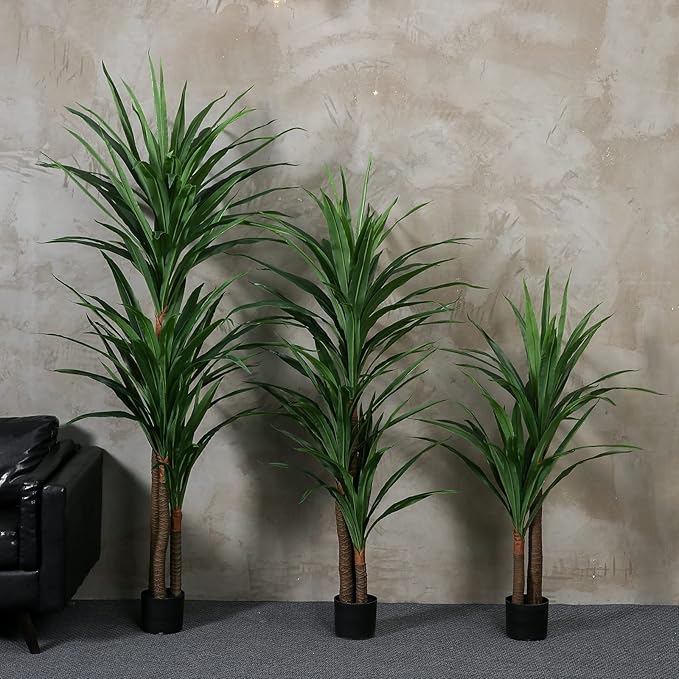 Dracaena Silk Plant Corn Stalk 5ft Tall Faux Plants Indoor Large Fake Plants Potted Yucca Tree Tropical Floor Plants Artificial Silk Palm Trees for Home Office Store Decor Housewarming Gift