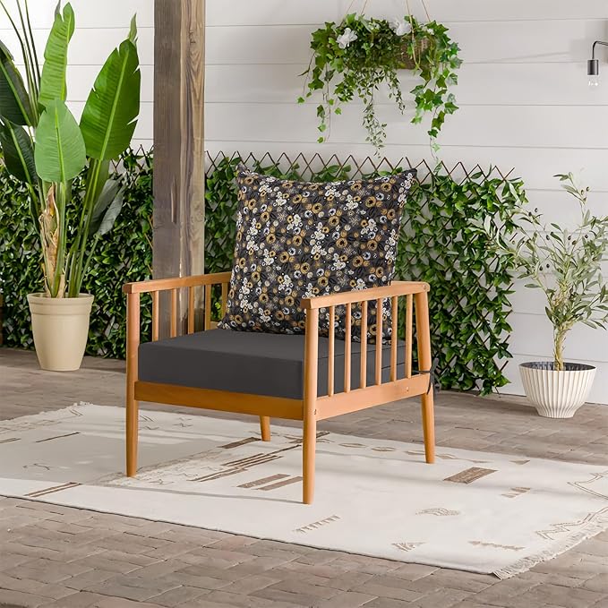 idee-home Outdoor Cushions for Patio Furniture, Outdoor Seat Cushions 24 x 24 with Fade Resistant Waterproof Removable Cover, Deep Seat Replacement Couch Sofa Chair Cushions for Yard Garden