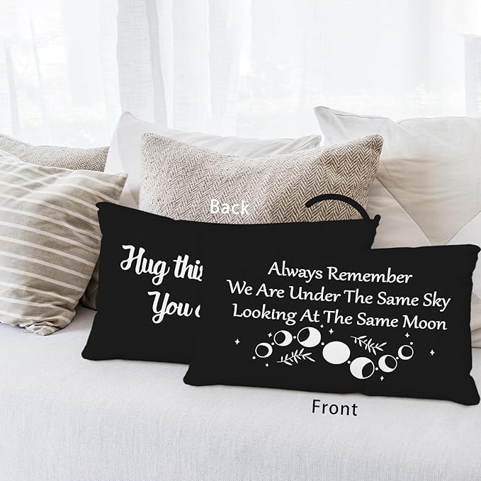 Long Distance Relationship Gifts Always Remember We are Under The Same Sky Reversible Decor Throw Pillow Case Decor for Home Bedroom,12''x20''Black Pillow case,Gift for Boyfriend,Girlfri (black-3)