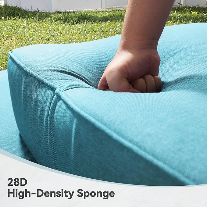 Luxury 6" Outdoor Cushions for Patio Furniture, 24x24x6 Thick Seat Cushion Set of 2, Fade Resistant Couch Chair Replacement Cushions High Density Deep Wicker Chair Cushion w/Removable Cover, Teal