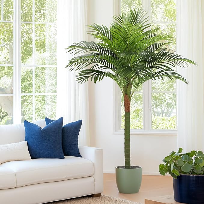 Palm Tree Artificial Tropical Plant 5FT Tall Faux Plants Indoor Fake Floor Plants Decorative Palm Tree Large Office Plant Artificial Palm Trees for Home House Decor