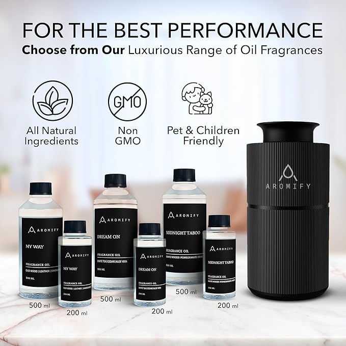 Scent Diffuser for Home, Car & Office, Waterless Essential Oil Diffuser with Cylinder Design, Compact & Portable Fragrance Diffuser, Rechargeable, Silent Running, No Residue