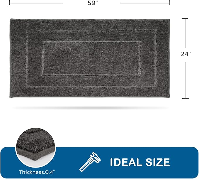 PURRUGS Machine Washable Kitchen Runner Rug 24" x 59", Non-Slip/Skid Hallway Runner Rug, Super Absorbent Soft Area Rug for Kitchen, Hallway & Laundry, Grey