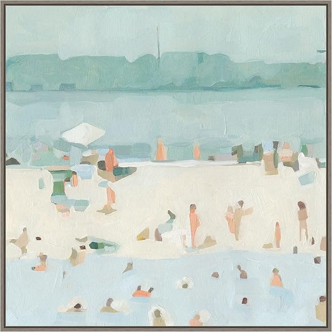 Amanti Art Framed Canvas Wall Art 30x30 Sea Glass Sandbar I by Emma Scarvey, Framed Wall Art Canvas, Abstract Artwork, Country Rustic Decor, Large Poster Painting for Living Room, Bedroom, Bathroom,