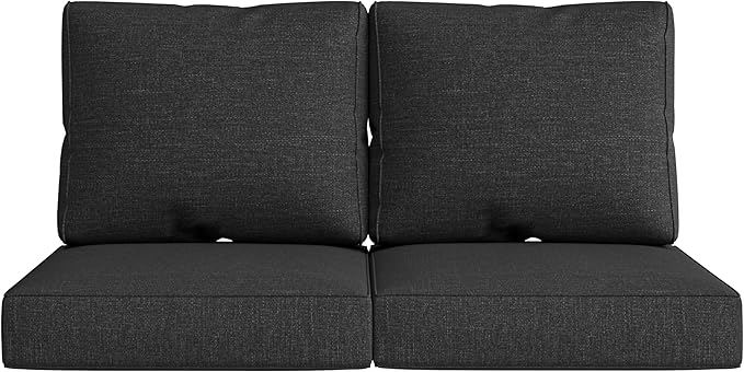 UIXE 24.5" Deep Seat Outdoor Cushion Set with Back Pads, Patio Furniture Cushions, Sectional Sofa Bistro Chair Cushion - Dark Gray, Set of 2