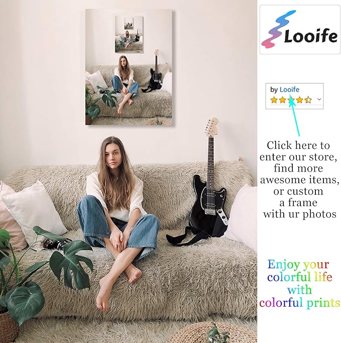 Looife Custom Canvas Wall Art from Your Photo 32x16 inch Frame Personalized Picture Prints Decor Wrapped Canvas Poster for Room Decoration Ready to Hang